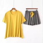 Half Sleeve & Short Apring Soft Cotton Women Intimate Sleepwear (Yellow With Dark Grey)