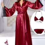 Premium Quality  3 Piece Nightwear Gown & Bra Plus Panty