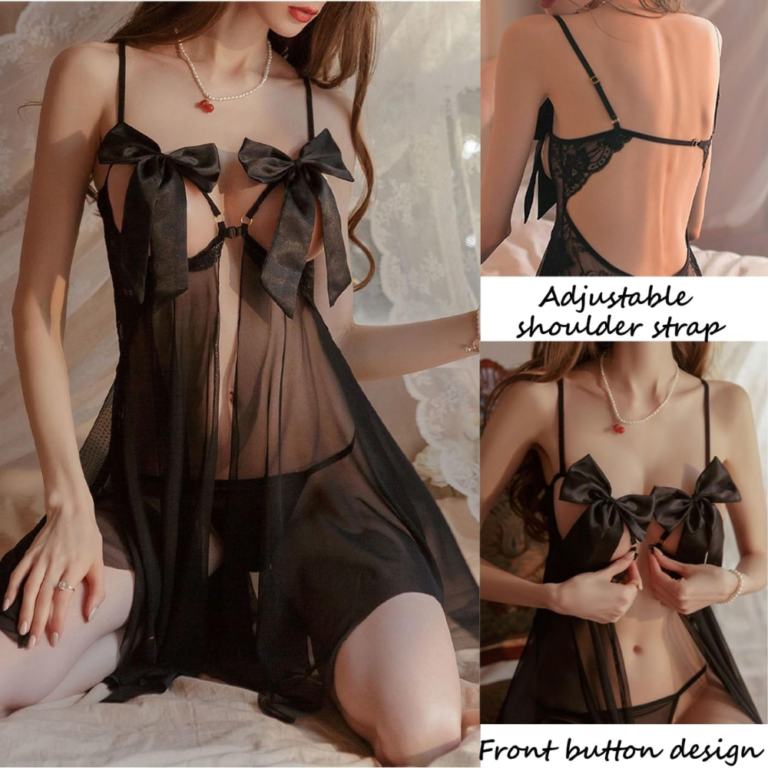 Black front open nighty