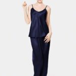 NightyDress- Cami Silk Night Suit (Adjustable Strape) - NavyBlue