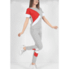 RED & GRAY CONTRAST HALF SLEEVES TRACKSUIT-nightydress.com