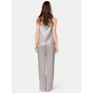 Sliver Grey Satin Silk Camisole Pajama Set For Women