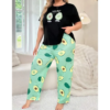 2 Pcs Black Avacado Print Shirt With Green Avacado Printed Trouser PJs