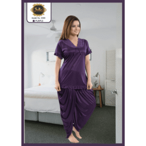 2 Pc Patiala Women Comfortable Silk Night Wear Suit