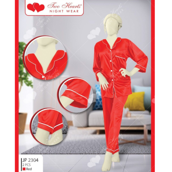 Red silk night suit in Pakistan