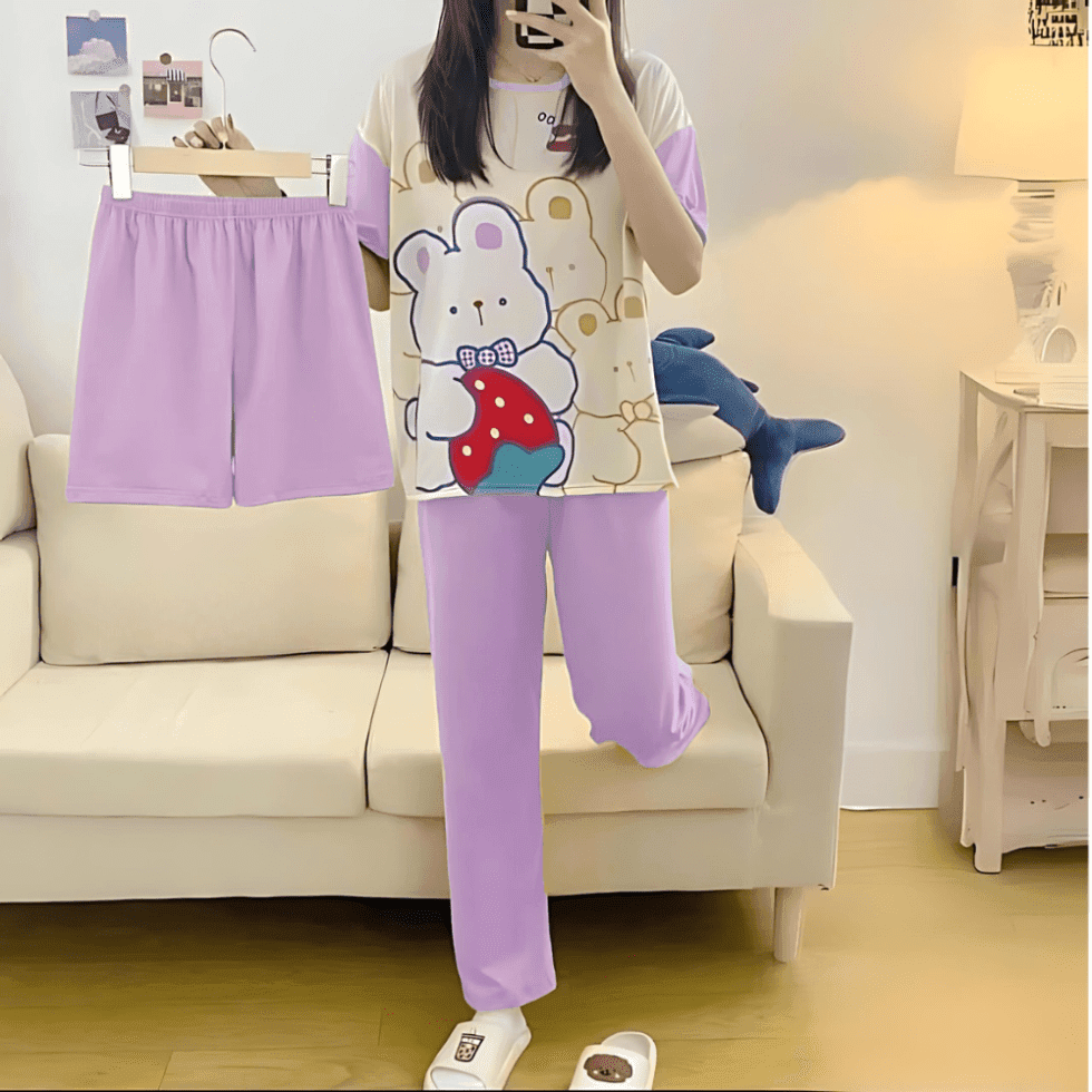 3 Pcs printed pj suit for women