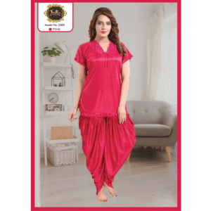 2 Pc Patiala Women Comfortable Silk Night Wear Suit