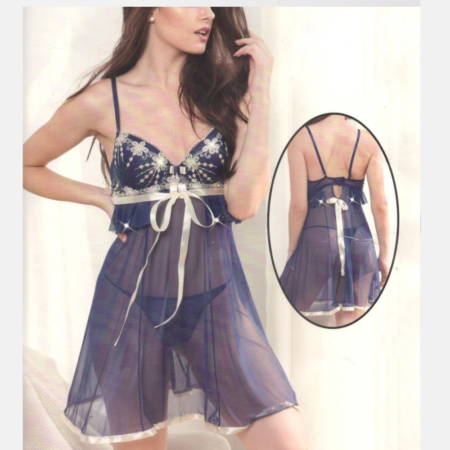 2 Pcs Lace Babydoll Front Open Transparent Nighty for Women