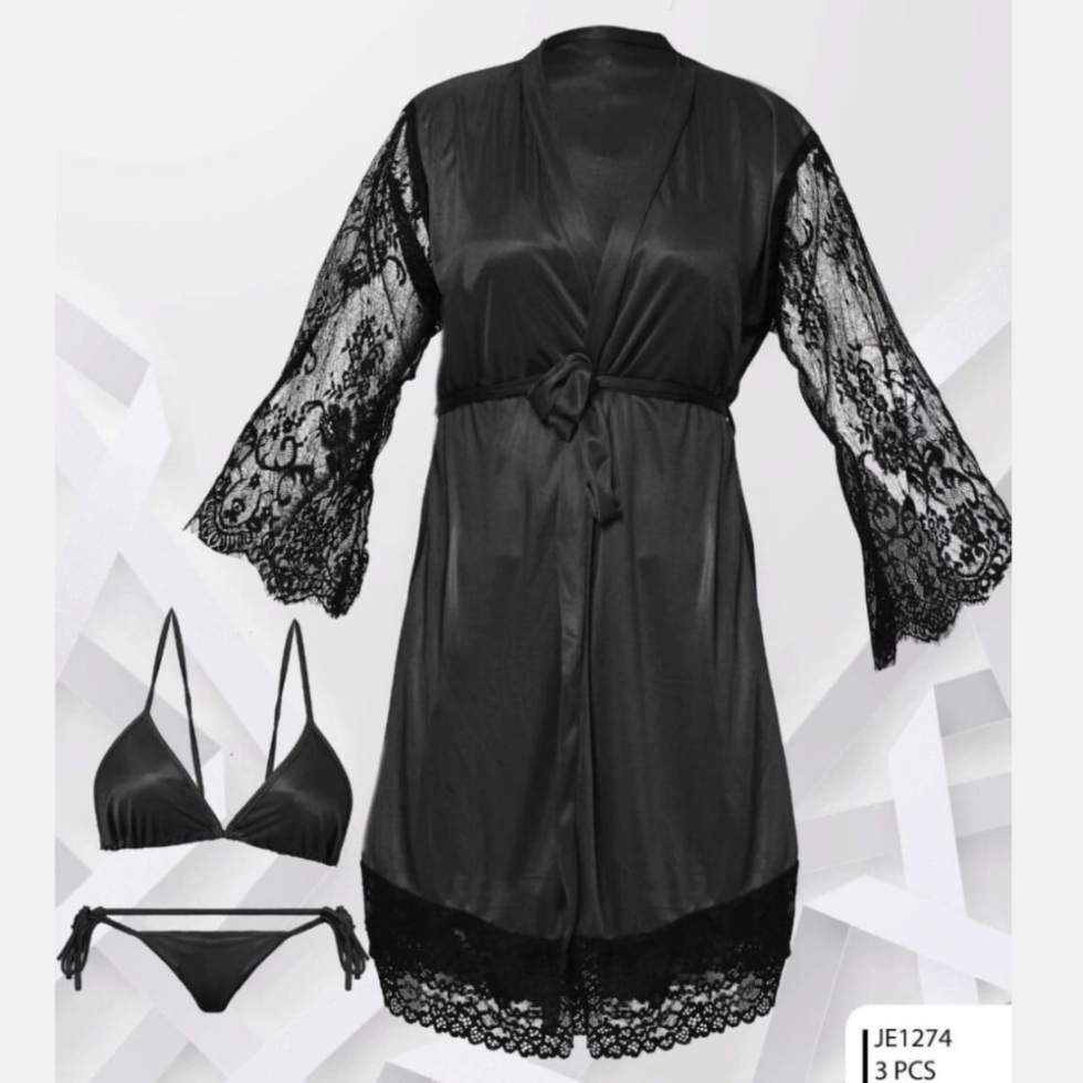 3 Pcs Nighty Short Gown
