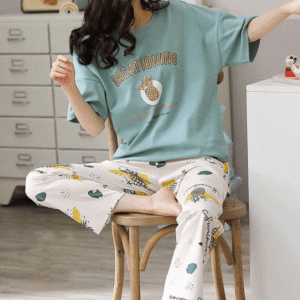 Sky Blue Vacationing Pajama Set for women