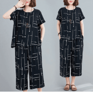 Black Capri Printed Pj suit for women and girls