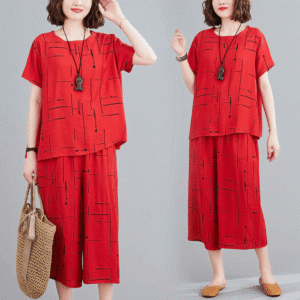 Red Capri Pj Suit for women