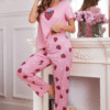 Strawberry Print Women's Short Sleeve Pajama Set