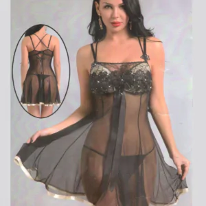 2 Pcs Transparent V- Neck Lace Back Open Nighty For Women In Pakistan