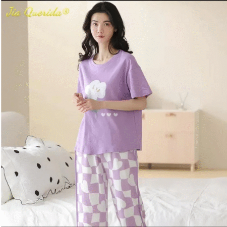 Purple Flower Printed Pajama set