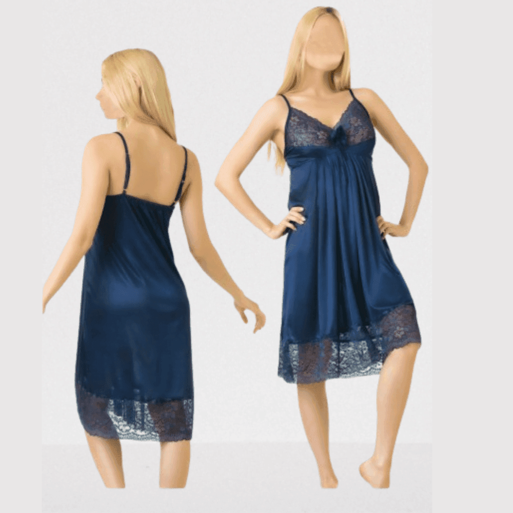 1-pcs Blue V-Neck Gown Night Dress For Women