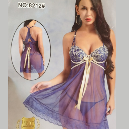 2 Pcs Transparent Lace V-Neck Babydoll Nighty for Women