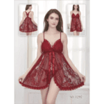 Laced Net Babydoll Nighty with Panty – Front Open Style In Pakistan