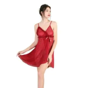 Floral Embroidered Short Lingerie Night Dress For Gilrs & Women