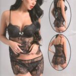 2 Pcs Lace Babydoll Front Open Nightwear for Women