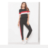 Black Red & White Stripe Tracksuit for Women - nightydress.com