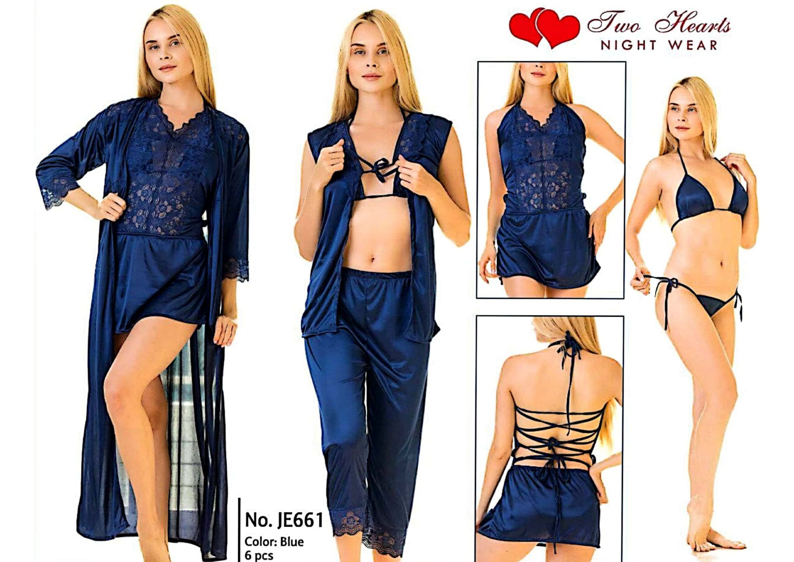 Bridal 6-Piece Stylish Nighty Set - Bridal Stylish Nightwear In Pakistan