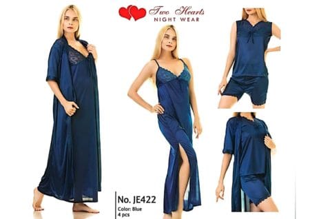 Black Bridal Nighty 4-Piece Set