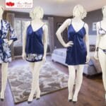 6 Piece Printed Silk Satin Bridal Nighty in pakistan