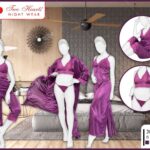 Purple Color Bridal 6-Piece Stylish Nighty Set | Short Night Gown Set