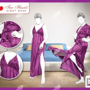 Purple-2 Piece Silk Nightwear and Lingerie Sets for Women and Girls