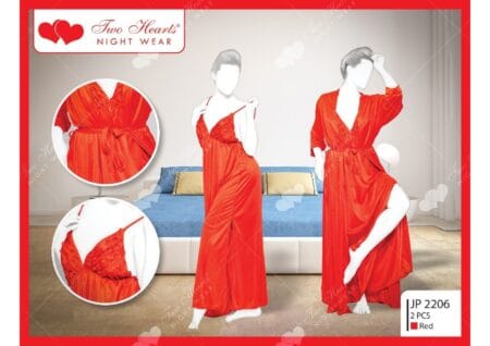 Maroon-2 Piece Silk Nightwear and Lingerie Sets for Women and Girls