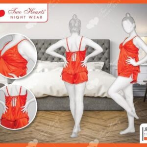 Silk Cami Set with Matching Shorts For Women-Red