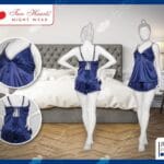 Silk Cami Set with Matching Shorts For Women-Blue