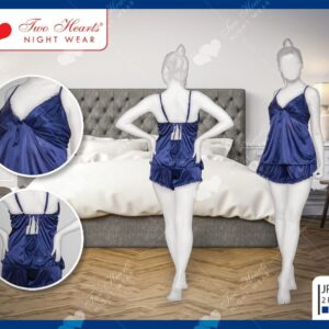 Silk Cami Set with Matching Shorts For Women-Blue