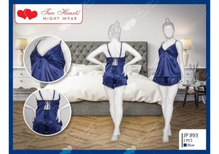Silk Cami Set with Matching Shorts For Women-Blue