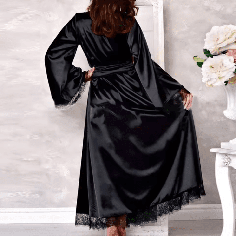 Premium Quality 3 Piece Nightwear Gown Bra Plus Panty Black in pakistan by nightydress.com