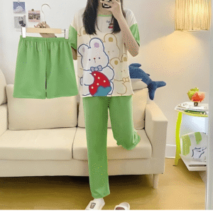 3 pcs printed pj suit for ladies
