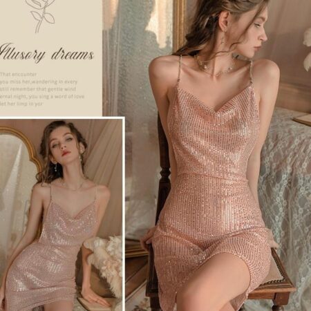 Babydoll Sequin Backless Mini Dress in pakistan by nightydress.com