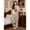 2 Pcs Leaves Printed Night Suit Pajama Set for Women In Pakistan