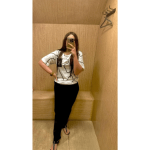 2 Pcs White Black Pajama Set Night Suit for Women