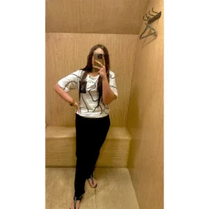 2 Pcs White Black Pajama Set Night Suit for Women