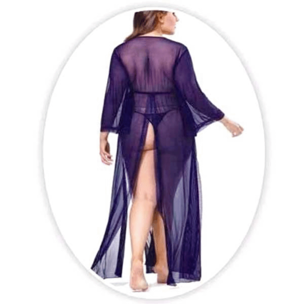 Sheer Lace Long Robe Nightwear for Women In Pakistan