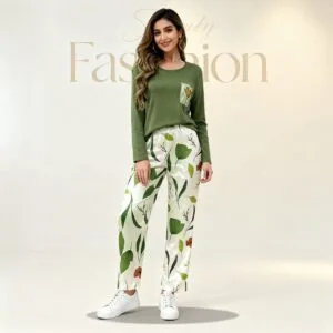 Women’s Green Floral Night Suit Pajama Set In Pakistan