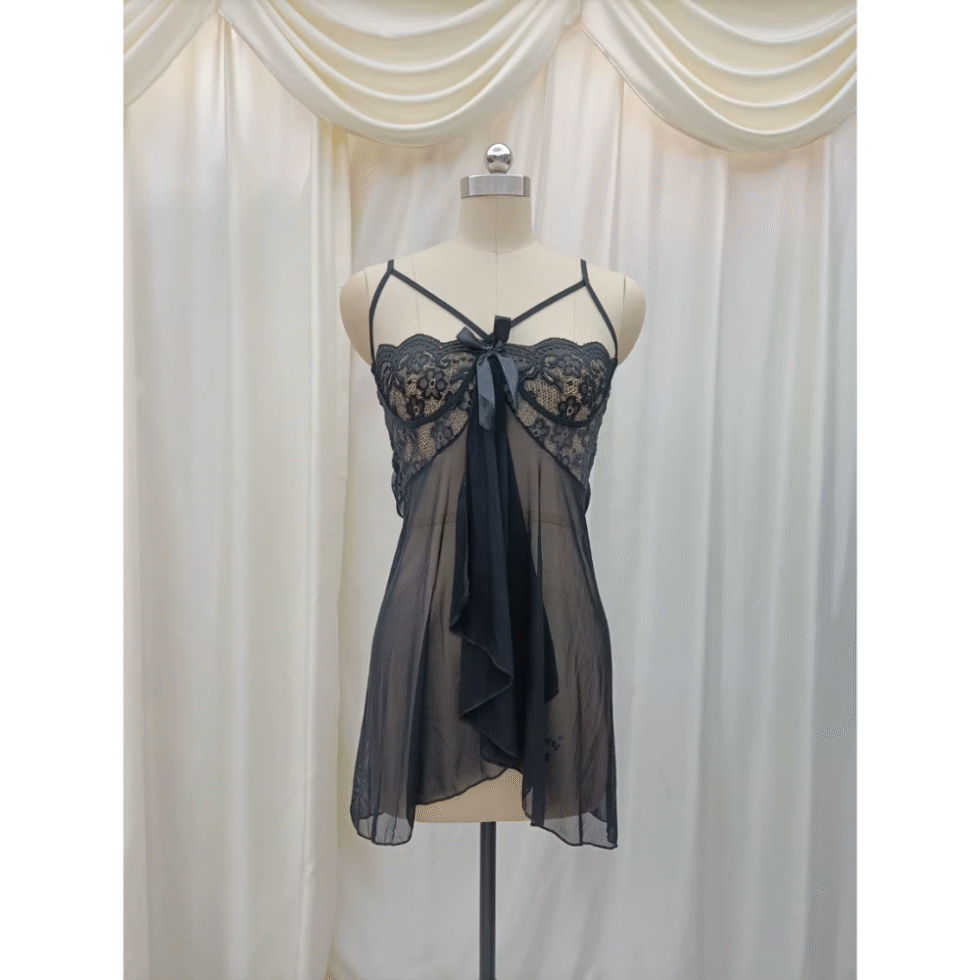 Hot Black Mesh Nighty for Women – Lace Sleepwear