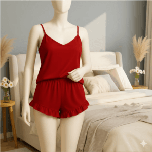 Maroon Cami Short Nightwear for Girls – Summer Sleepwear