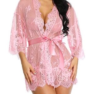 Pink Lace Babydoll Nightgown for Women – Premium Sheer Lingerie