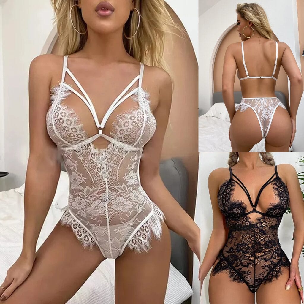 Lingerie Jumpsuit Lace Lingerie White Perspective Lingerie Backless