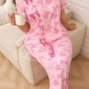 Pink Bow Print Nighty Dress for Women