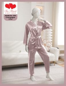 pink Silk Night Suit for Women