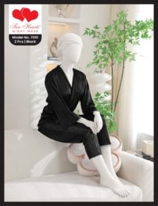 black Silk Night Suit for Women